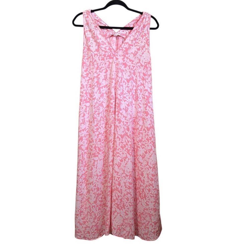 Oscar De La Renta Pink Label Pink Floral Midi Slip Dress Nightgown Size Medium